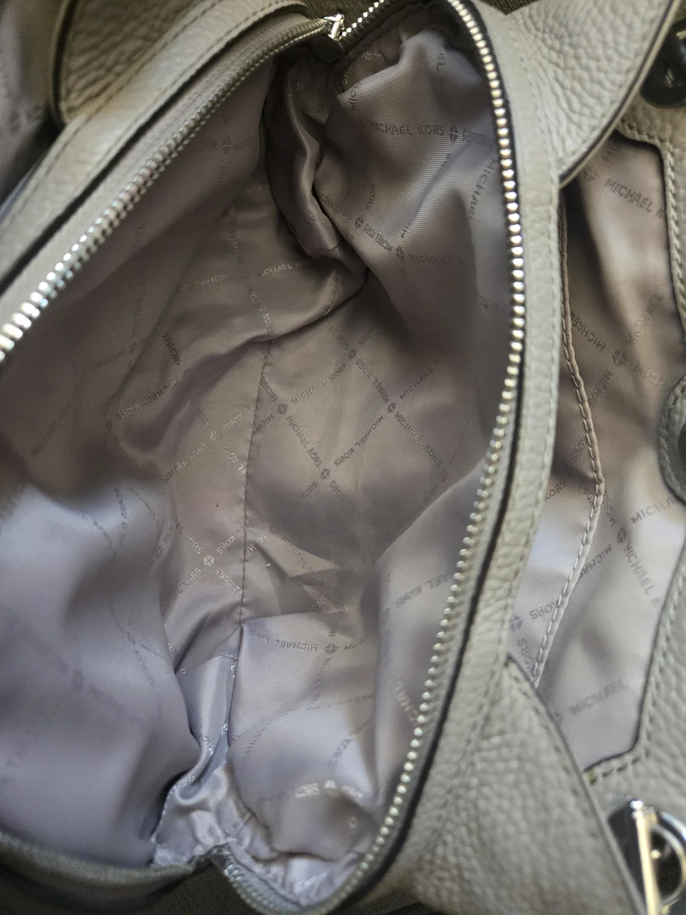 Michael Kors Pebbled Leather Shoulder Bag in Light Gray